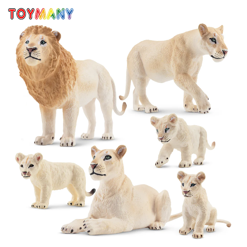 6Pcs Simulation White Lion Fam - Kids Toys Under $5 recension och pris